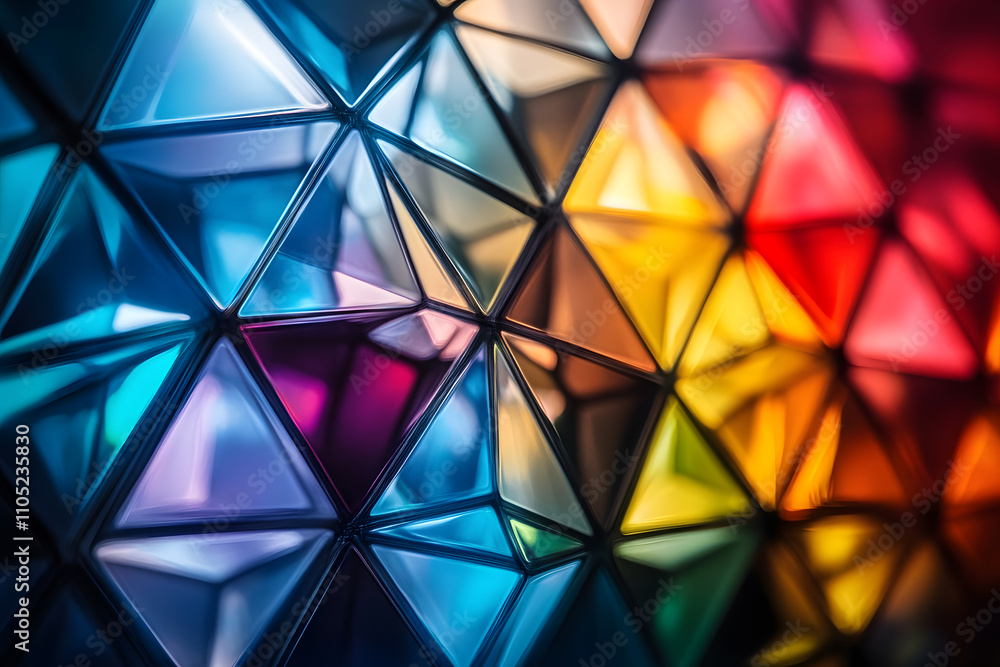 Poster Vibrant colorful prism pattern abstract art contemporary design digital environment close-up view visual aesthetics for modern spaces