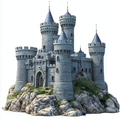 old castle in aquarium isolated on white background