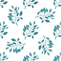 Watercolor seamless pattern with herbs and flowers. Romantic floral background. Fabric design.