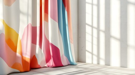 free hanging fabric with caro pattern, on white background