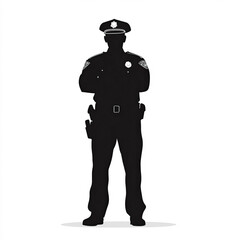 Cop Silhouette, Illustration Isolated On White Background