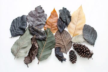 leaves in snow