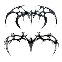 Chrome metal neo tribal shape. Cyber sigilism element. Gothic sharp spikes