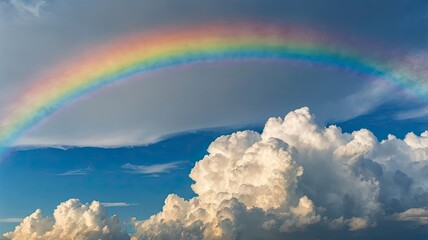 Beautiful rainbow and Blue sky with cloud in summer day.