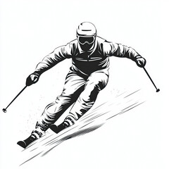 Olympic Silhouette, Black And White Illustration Isolated On White Background