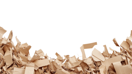 Shredded corrugated paper fragments