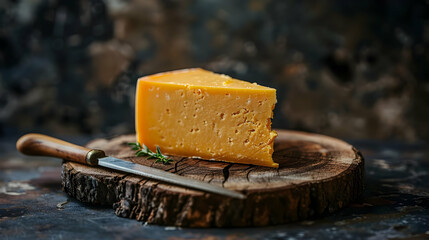 Closeup of Cheese on Rustic Wood, Food Photography