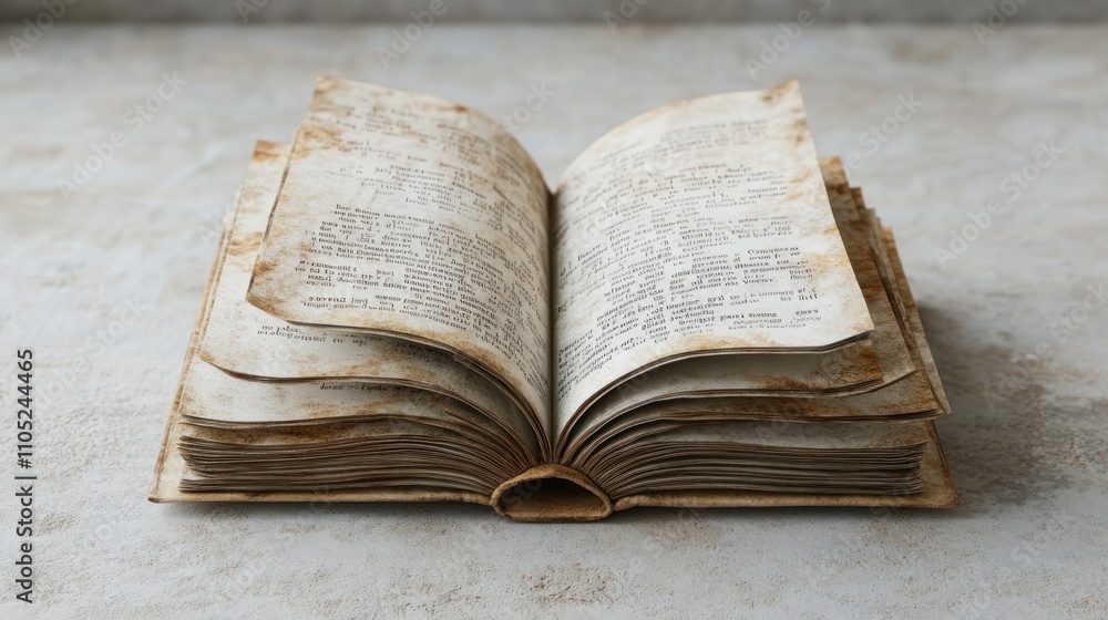 Poster Antique Book Open Displaying Aged Pages Text