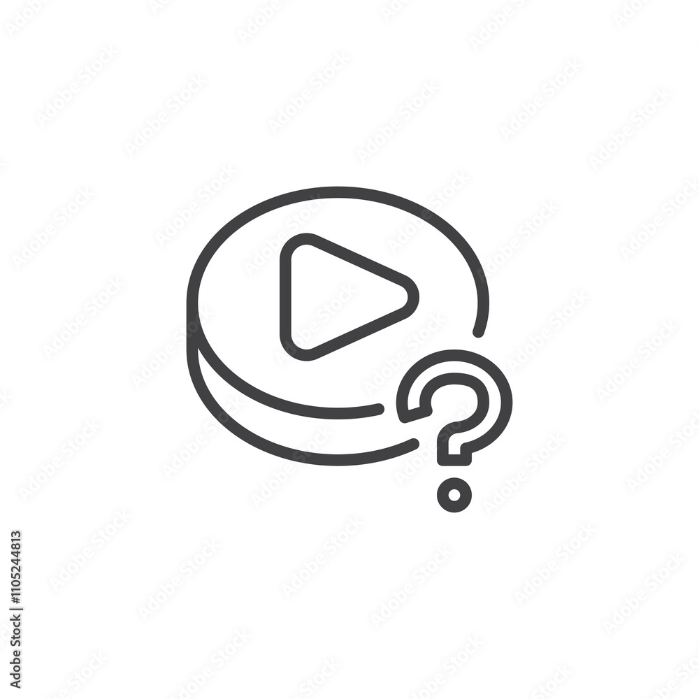 Poster video tutorial faq line icon