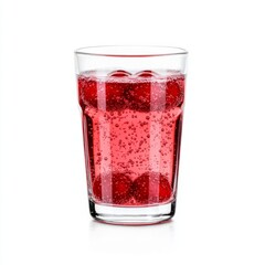 Refreshing red fizzy drink in a glass.
