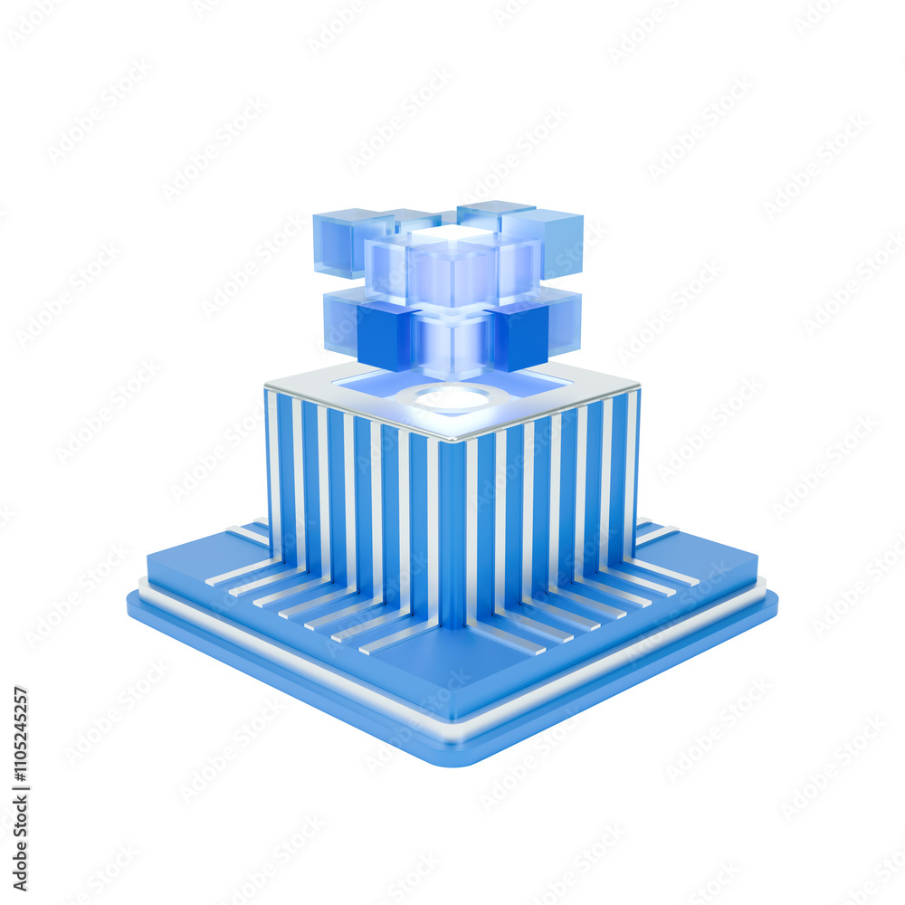 Poster 3d icon of database technology