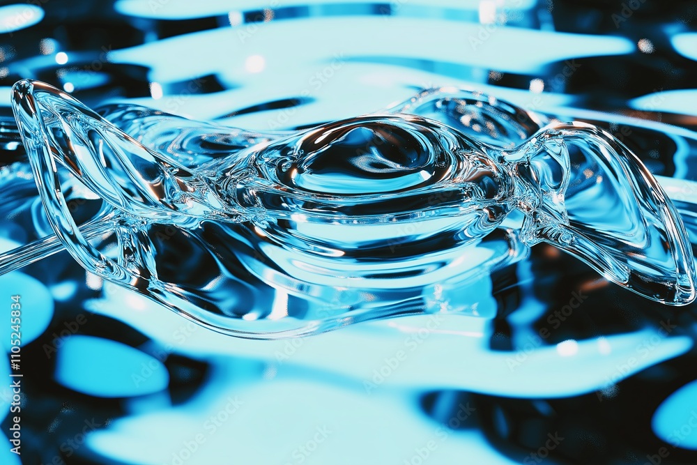 Poster a symmetrical composition of water ripples in soft blue tones, creating a sense of calm