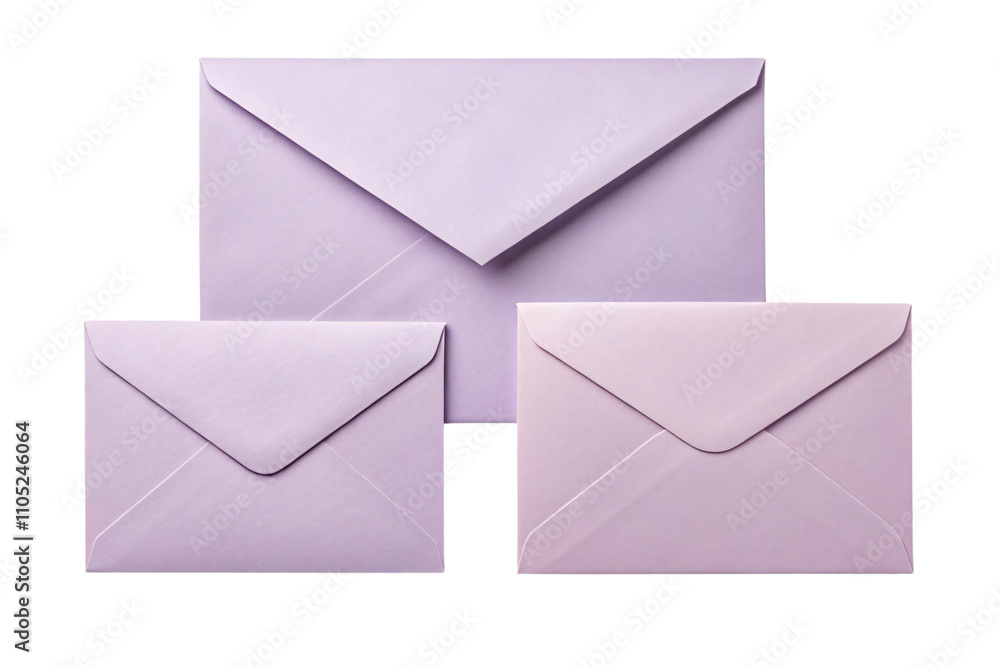 Aufkleber a set of three pastel envelopes, neatly stacked. the varying sizes add dimension and practical desig