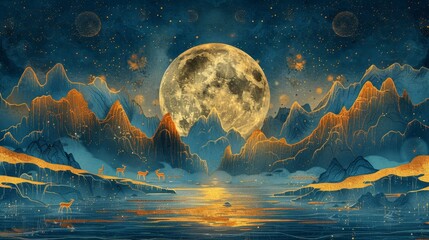 The view of  inlaid jade mountain carving