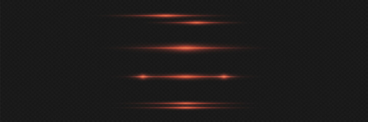 Set of red lines, neon light effect.