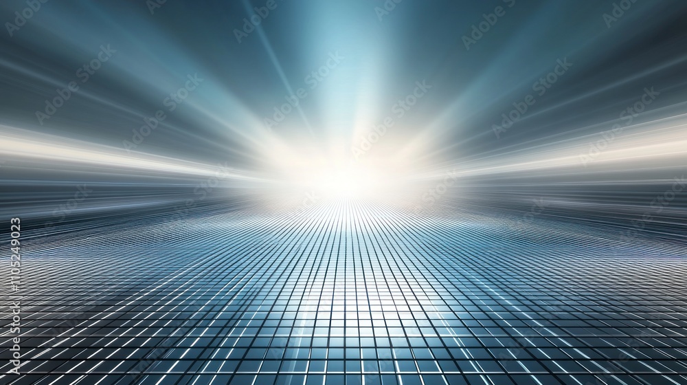 Poster Abstract Grid Pattern With Bright Light Rays