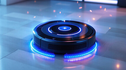 High-tech robot vacuum cleaning the floor