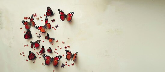 Heart-shaped butterflies on a light background