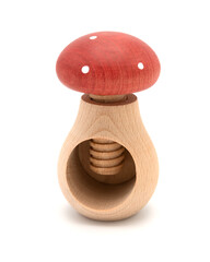 Wooden Nutcracker with Mushroom Design