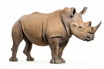 Obraz premium Rhino rhinoceros (ceratotherium simum simum) isolated on white background.
