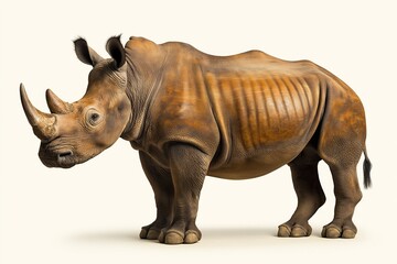 Obraz premium Rhino rhinoceros (ceratotherium simum simum) isolated on white background.