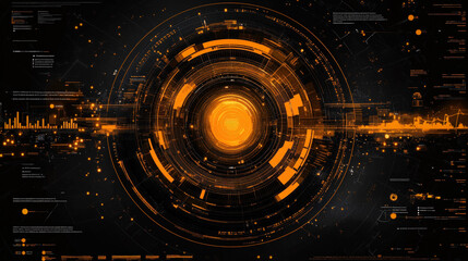 Obraz premium Wallpaper Featuring A High-Tech Device Surrounded By Informative Bullet Points And Charts, All Placed On A Sleek, Dark Background For Contrast