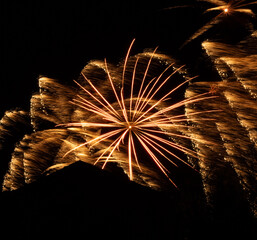 Close up of firework bursts for Guy Fawkes night