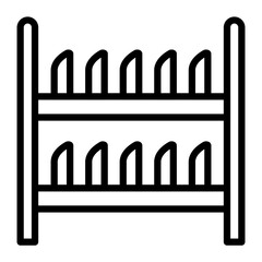 Dish Rack Vector Line Icon Design