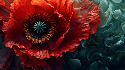 Photo of a poppy flower, with vibrant orange petals against a soft green background, symbolizing spring and the hope it brings