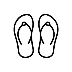 Minimalist black and white flip flops icon on white background