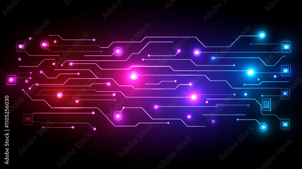 Poster futuristic circuitry a glowing network of lines and nodes, abstract technology background