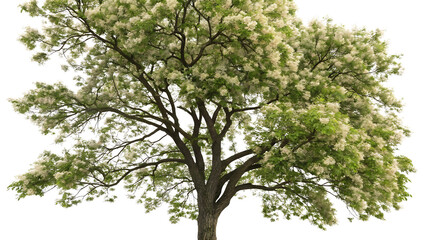 Fototapeta premium European Ash Tree with Flowers Top View on Transparent Background