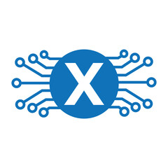 Initial technology Logo combine with letter X vector template