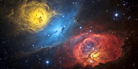 Obraz premium Celestial Symphony, The Enchanting Beauty of Colorful Nebulae and planets in Deep Space In the vast expanse of the universe lies one of nature’s most breathtaking phenomena