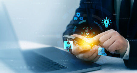 Engineer using phone for optimization software AI bot with a Comprehensive Guide.Leveraging...