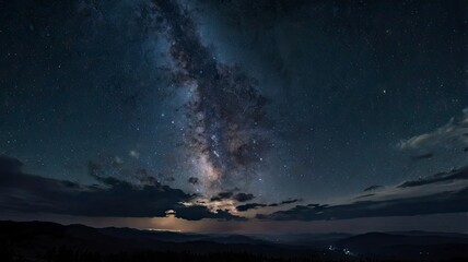 Fototapeta premium Night sky space with clouds and stars