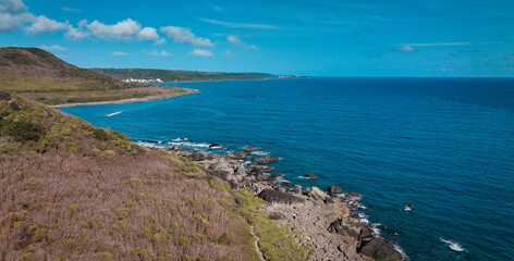 Scenic coastal view of Kenting Baishawan in Taiwan on a clear sunny day