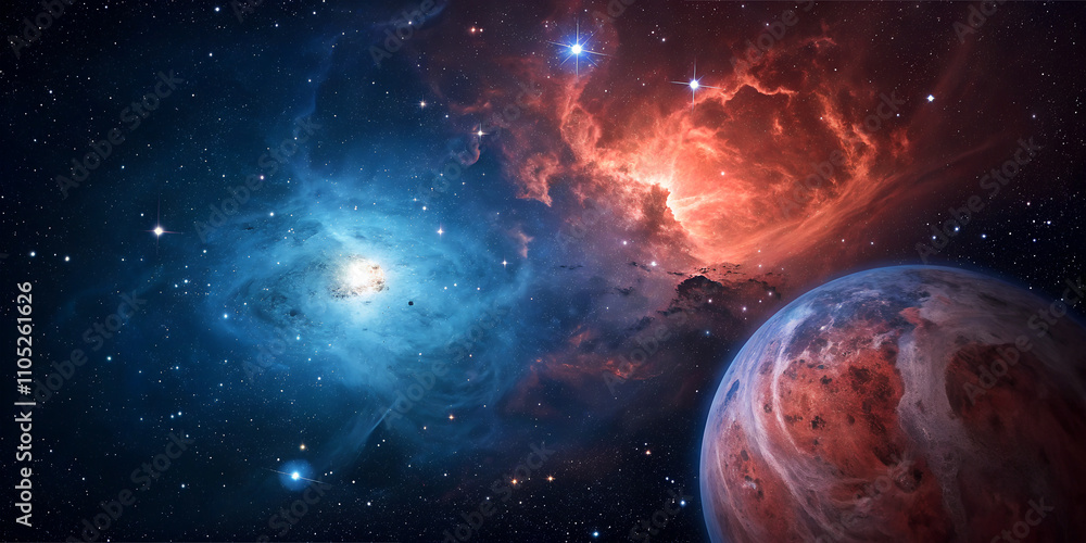Canvas Prints celestial symphony, the enchanting beauty of colorful nebulae and planets in deep space in the vast 