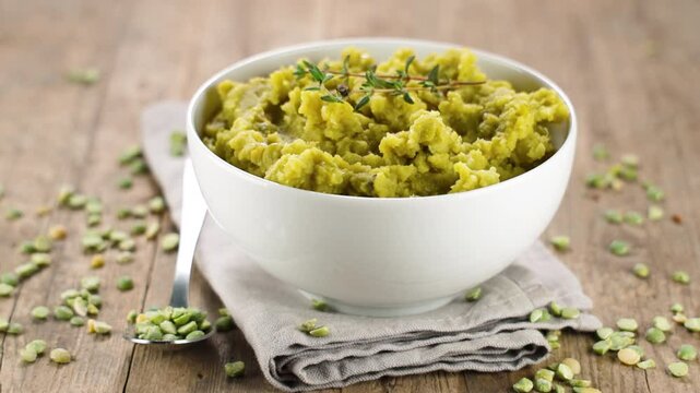 Green cream puree with green split peas