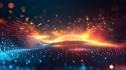 Fototapeta premium Abstract Digital Waveform Of Orange And Blue Lights