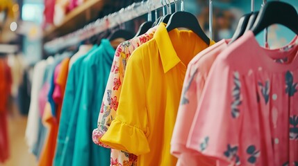 shoppers browsing colorful spring collections in stores