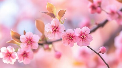 Obraz premium Spring Awakening: Captue the first signs of spring with blooming flowers, green leaves