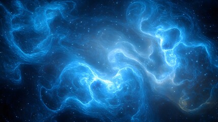 Abstract Blue Nebula Swirling Cosmic Energy