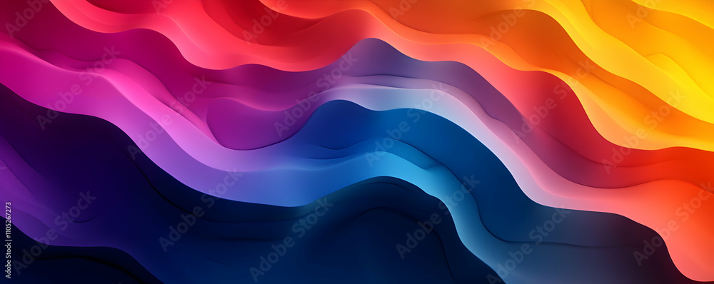 Poster abstract 3d render: colorful waves flowing seamlessly in vibrant hues, forming a dynamic background