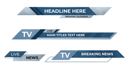 Futuristic design lower third banner. Blue geometric lower third banner template design. Video headline title. Vector illustration
