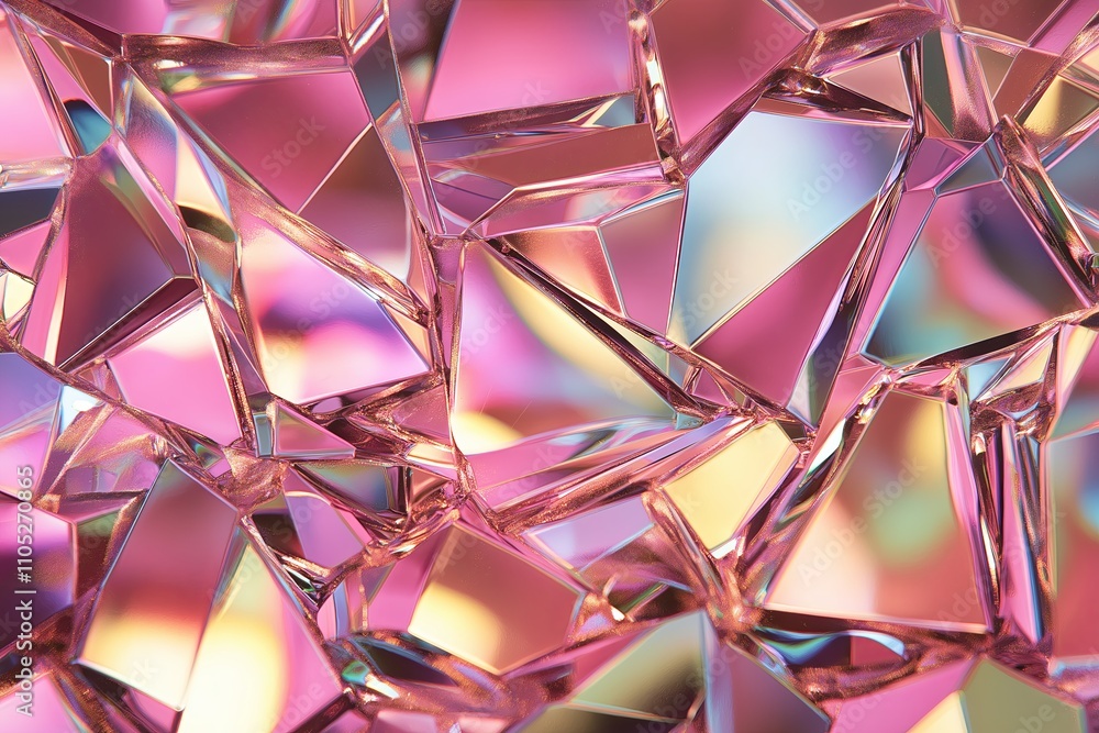 Poster A shattered glass effect with multicolored reflections creating intricate and dazzling patterns