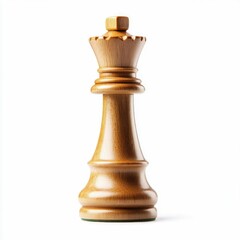 Wooden Chess Queen Isolated on White Background