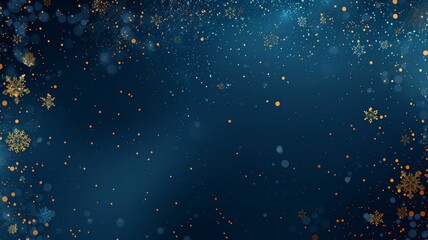 Dark blue Christmas festive background with snowflakes and golden glitter, vector illustration design for banner, poster, or web template, New Year concept.