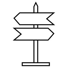 This vector icon features a wooden sign shaped like an arrow, symbolizing direction and wayfinding. Ideal for use in designs related to road signs, directional markers, and navigation