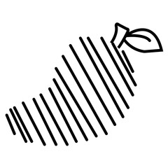 This vector icon features a mango depicted in a line art style, symbolizing tropical fruits, summer, and healthy eating. Ideal for use in designs related to food, beverages, nutrition, or tropical